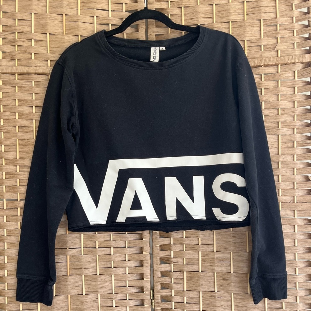 Vans Black and White Logo Crop Top